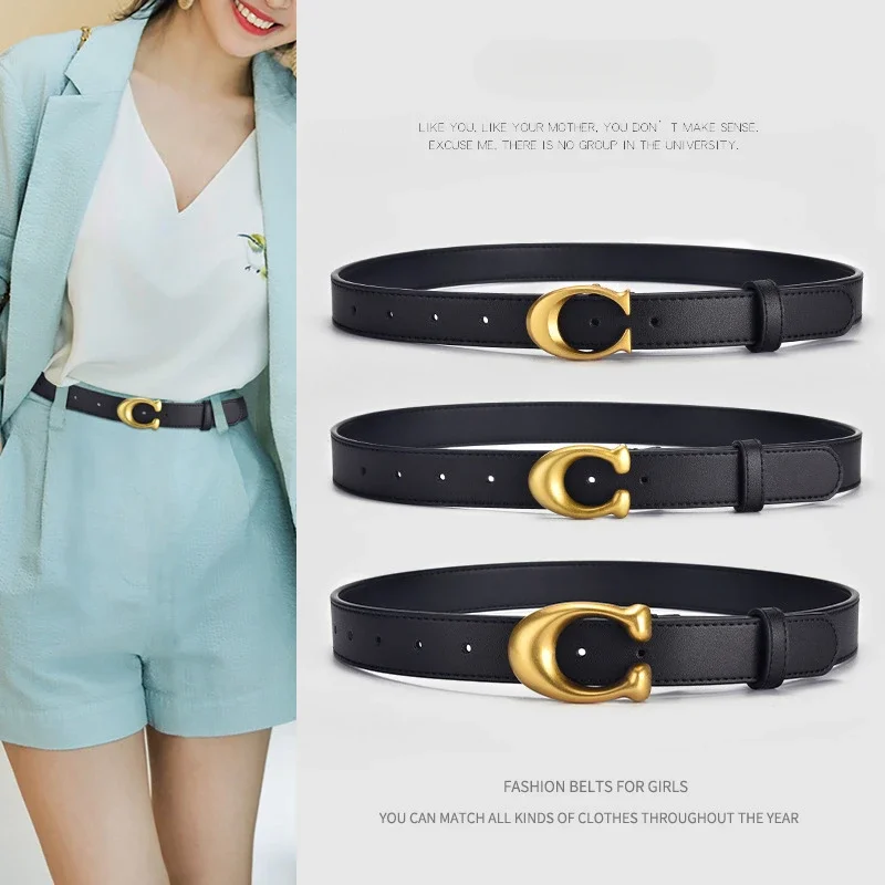 Female Belt 2024 New Black Simple Pin Buckle Casual Belt Korean Version Of Student INS Fashion