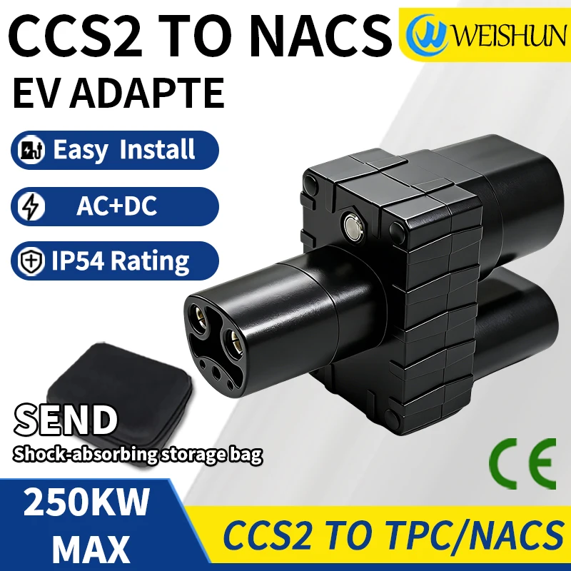 Electric Car Vehicle Combo CCS2 to NACS/TPC AC+DC EV Charger 250A Connector Converter Adapter