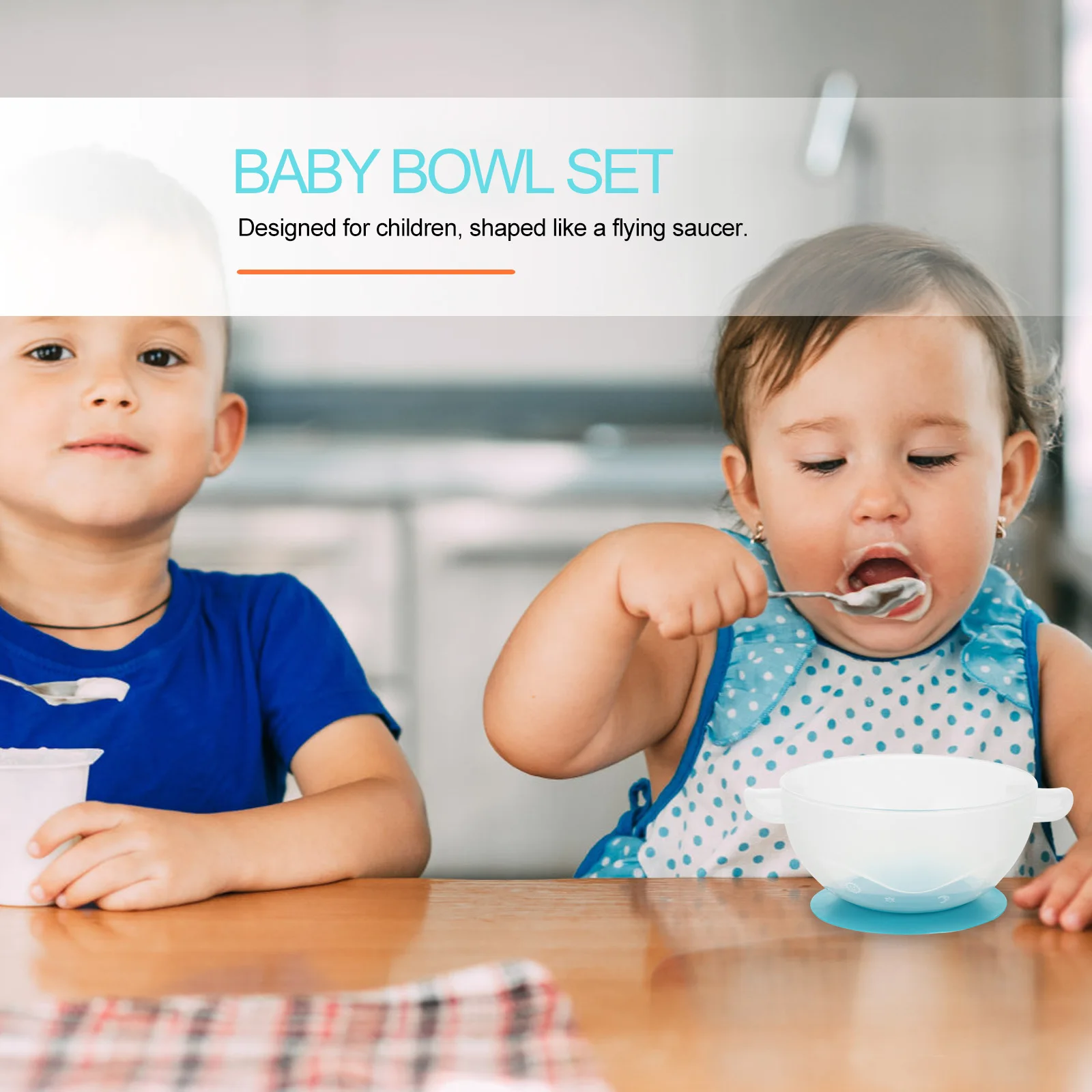 

Baby Suction Non-Slip Anti-Slip Design Toddler Feeding With Lid Spoon Kids Dining Bowl Dishware Baby Feeding Bowl Set Blue