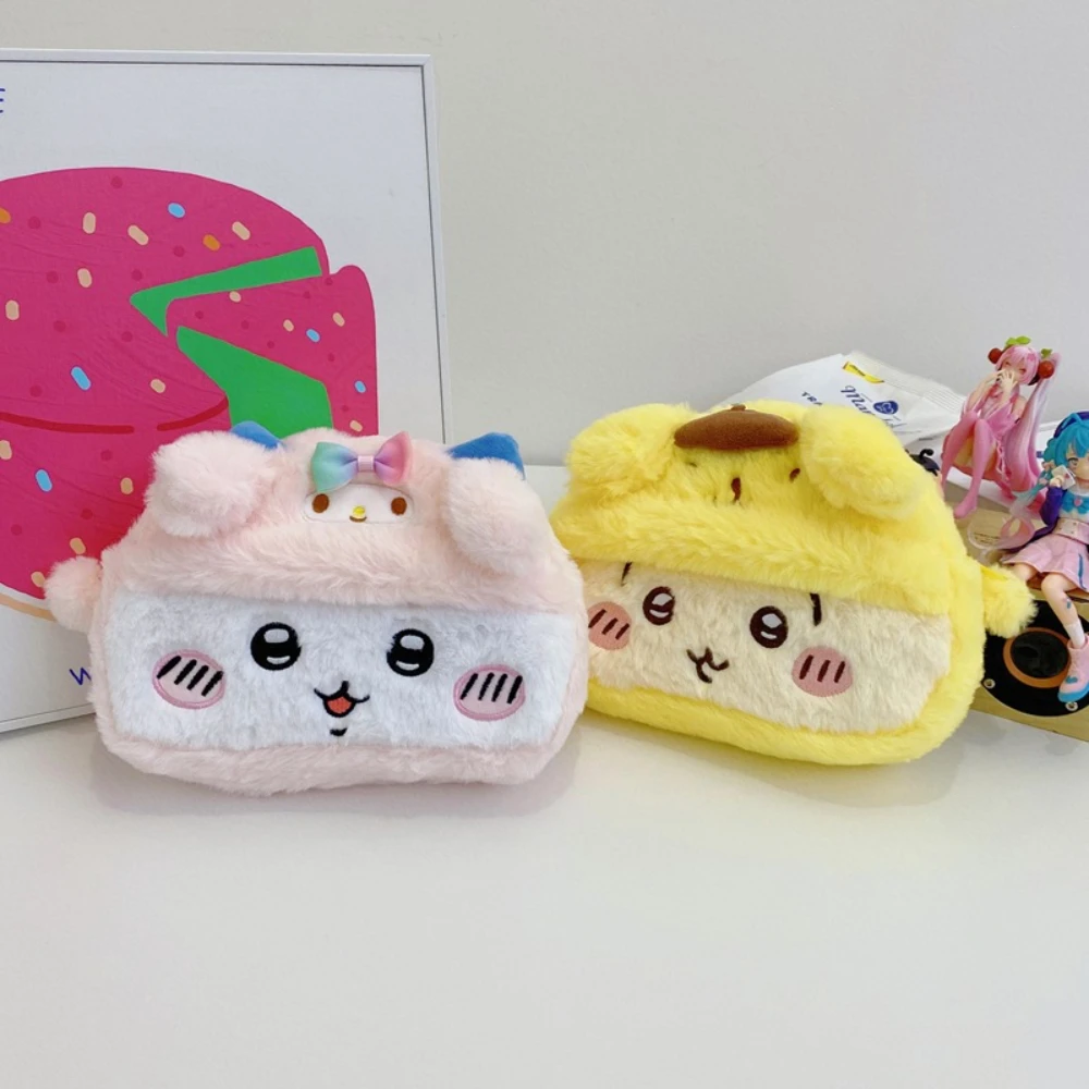 

Мультяшный пенал Sanrio в стиле Ins, милая плюшевая сумка для студентов-подростков, держащая косметичка, сумка для ручек на молнии, подарки на день рождения для девочек