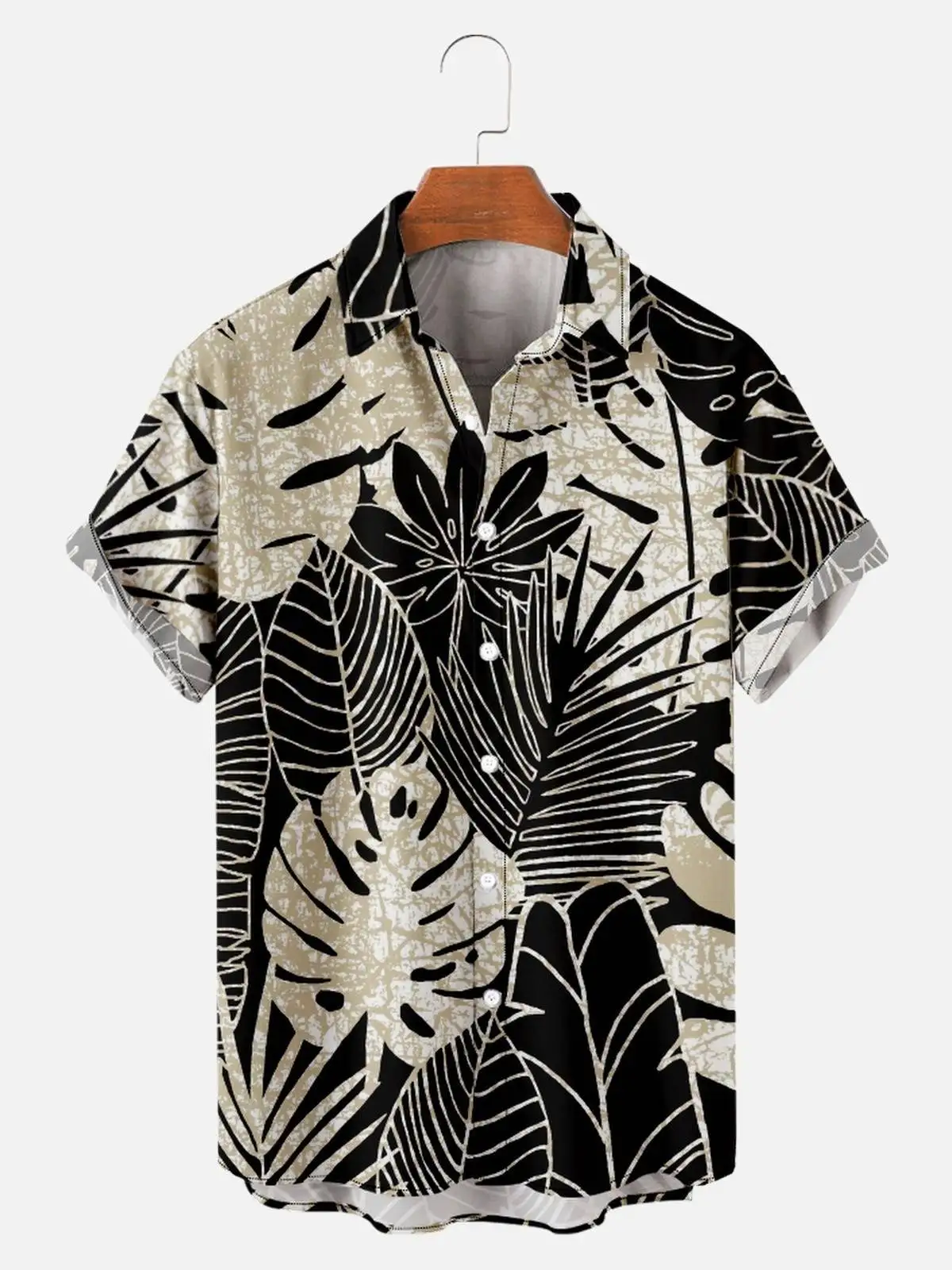 

New Plant Element 3D Digital Print Loose ort Sve irt Floral Pattern Thin Autumn Spring Loose Fit Men's Casual irt