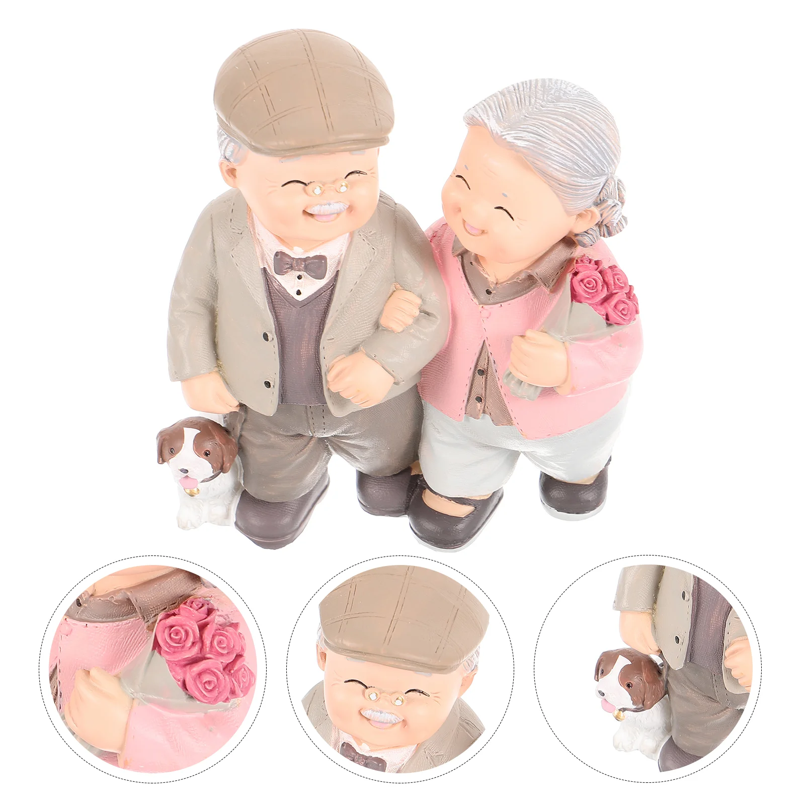 Old Man Granny Ornaments Figurine Mannequin Valentines Day Gift for Grandparents Married Couple Love Lasts Elder