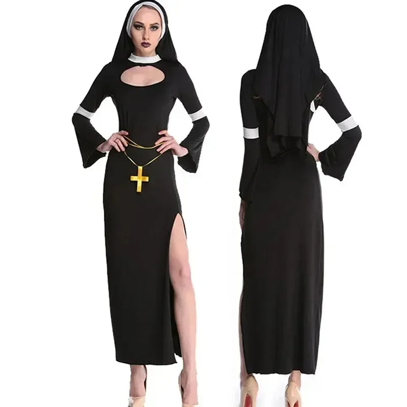 

Nun Sister Habit Father Priest Bishop Costume Christian Pastor Cosplay Halloween Carnival Religious Fancy Party Dress Up5;c,8'z,