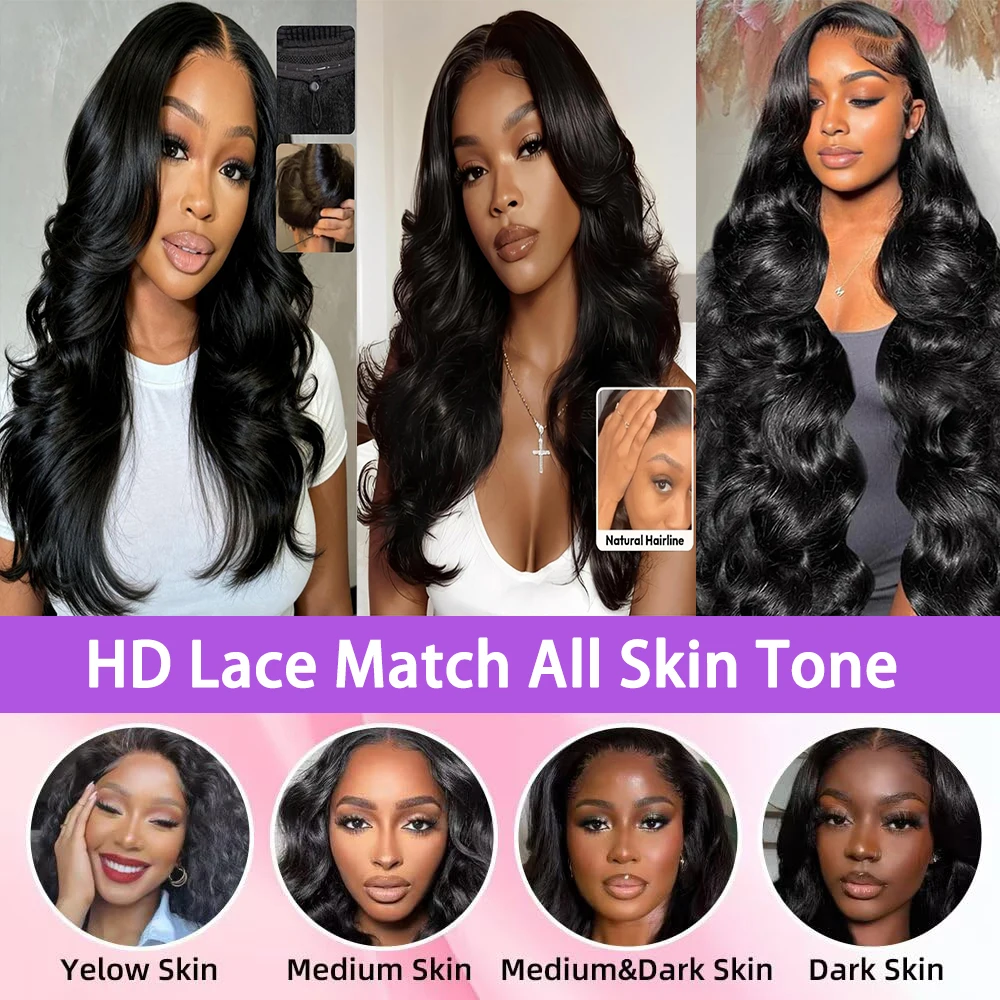 42 Inch Body Wave Human Hair Lace Wig, HD Transparent Lace, 200% Density, Pre-Plucked Baby Hair
