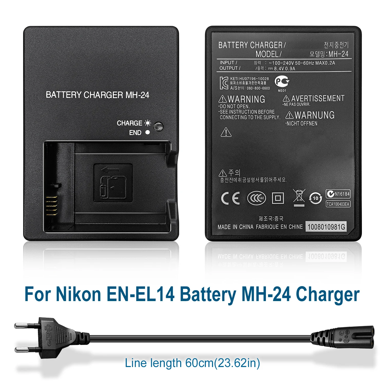 MH-24 Batterieladegerät für Nikon EN-EL14 ENEL14a für D3500 D5600 D5500 D3400 D5300 D3200 D3100 D5200 D5100 D3300 DF Kamera – Detail 1