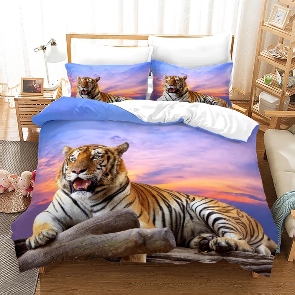 

Tiger Duvet Cover Set Wild Animals Forest Pattern King Queen Size Comforter Cover Polyester Quilt Cover For Kid Teen Bedding Set