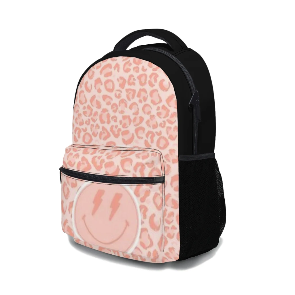 Unisex leopardo mochila impressão, grande capacidade, impermeável, lavável, saco de computador, material escolar preppy