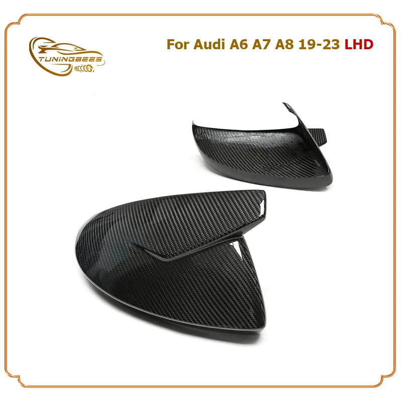 Replacement Carbon Fiber Rearview Side Door Mirror Cover For Audi A6 S6 RS6 A7 S7 RS7 A8 S8 C8 2019 2020 2021 2022 2023 LHD Only