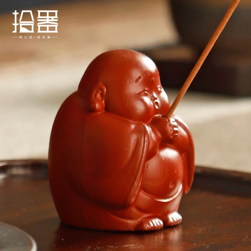 

Yixing purple sand small Sami incense stick incense stick incense incense incense incense burner Maitreya Buddha creative tea pe