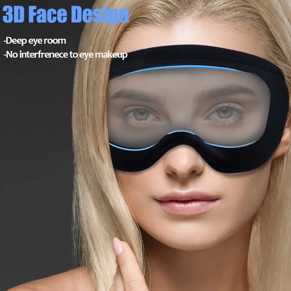 3D Sleep Mask for Men Women Soft Smooth Sleep Mask For Eyes,100% Blockout Light Eye Mask Travel Shade Cover Rest Relax Sleeping