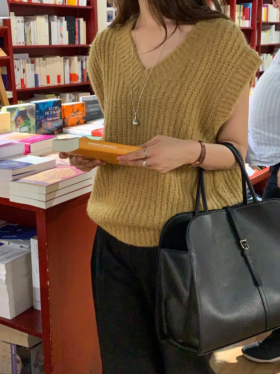 

Comfortable Loose Casual Svel V-Ne Sweater Jaet Vest Dongda Gate High Pure Color Spring Autumn Women's Knitwear