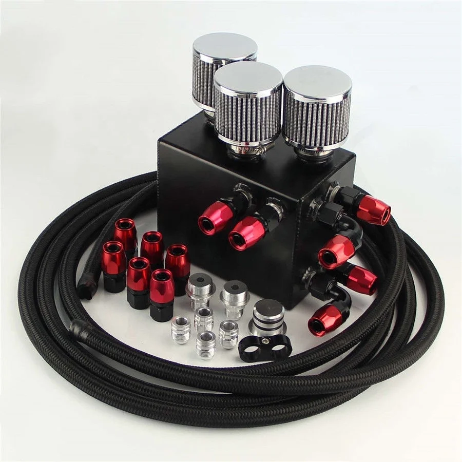 Race Hose Kit Power Driven Oil Catch Can Breather Fuel Tank For EG EK DC