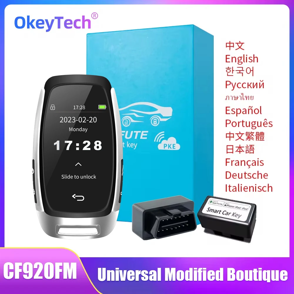 OkeyTech Modified Universal Smart LCD Key CF920FM Comfortable Entry Auto Lock Keyless Go Support Engine Start Stop System