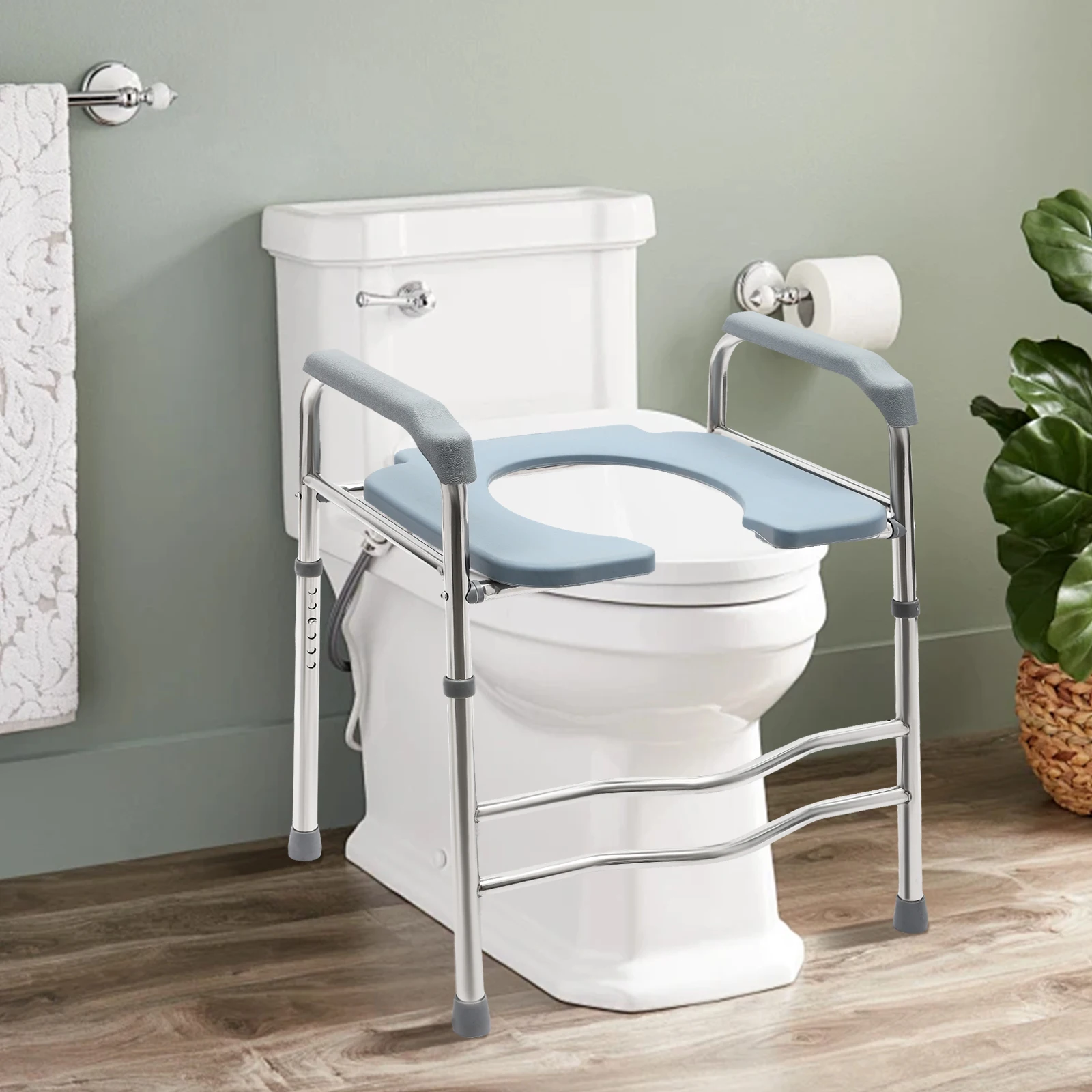 

Stainless Steel Support Toilet Chair Raised Toilet Seat for the Elderly