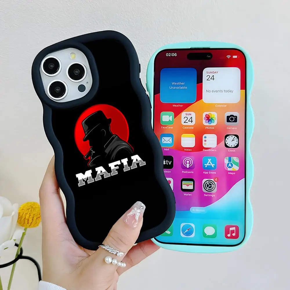 

Чехол для iPhone 17 16 15 14 13 12 11 Air Pro Max Plus в стиле итальянской мафии, черный, из мягкого ТПУ, с волнистым краем