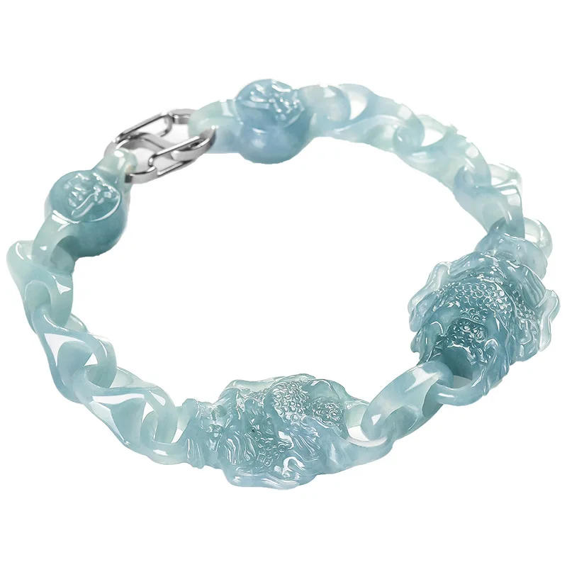 

Браслет с бирманским жадеитом и драконом, дизайнерские винтажные талисманы, амулет из натурального нефрита, подвеска, настоящие ювелирные изделия, браслет, аксессуары