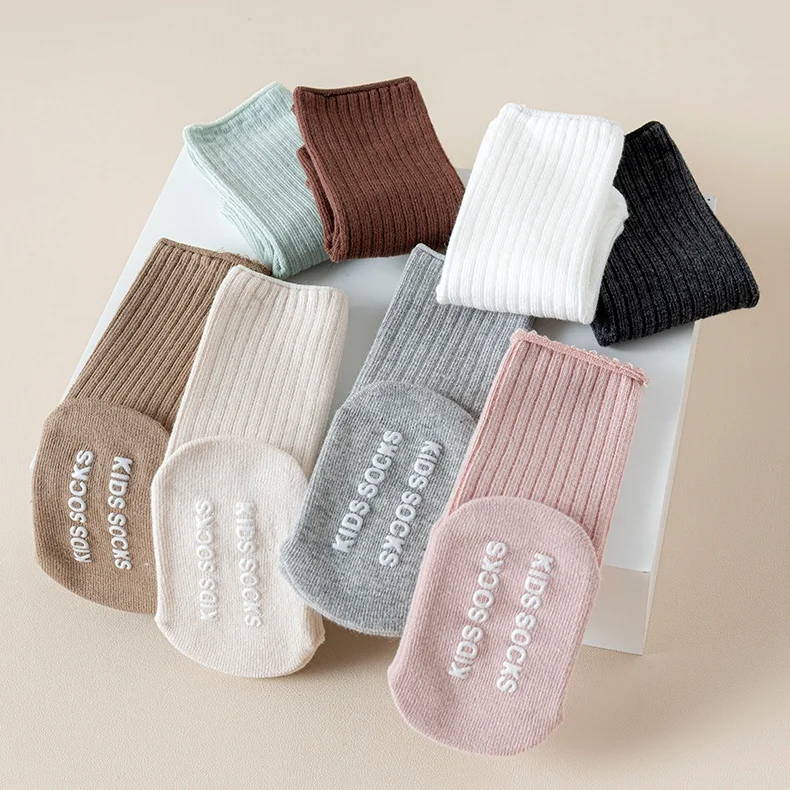 Spring Autumn Baby Socks Anti Slip Crew Non Skid Grip Toddler Floor Socks Soft Cotton Toddler Walking Socks for Boys Girls