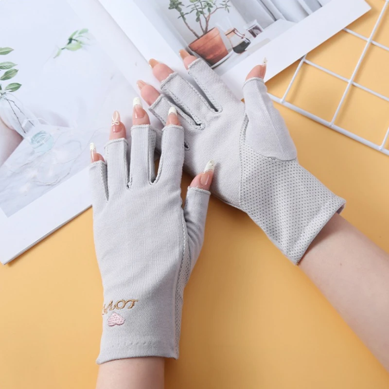 Women's Show One's Fingers Gloves for Nail Art, UV Protection Touchscreen Gloves, Breathable Thin Sun Shield for Cycling Driving