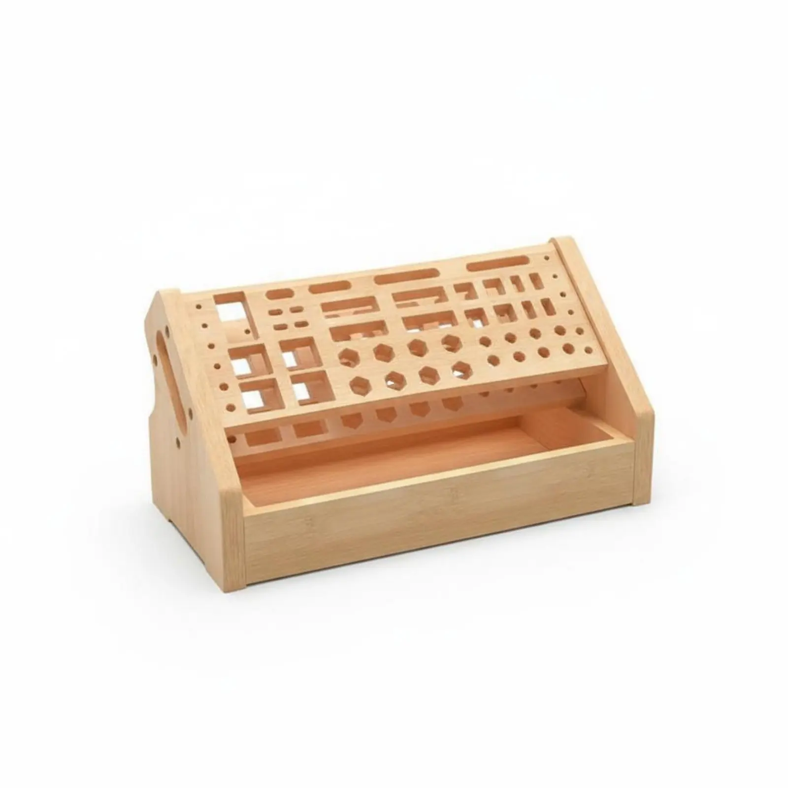 Wooden Tool Rack Large Capacity Repair Tool Storage Organizer Screwdriver and Plier Stand 2-Tier Design Bamboo Screwdriver Rack