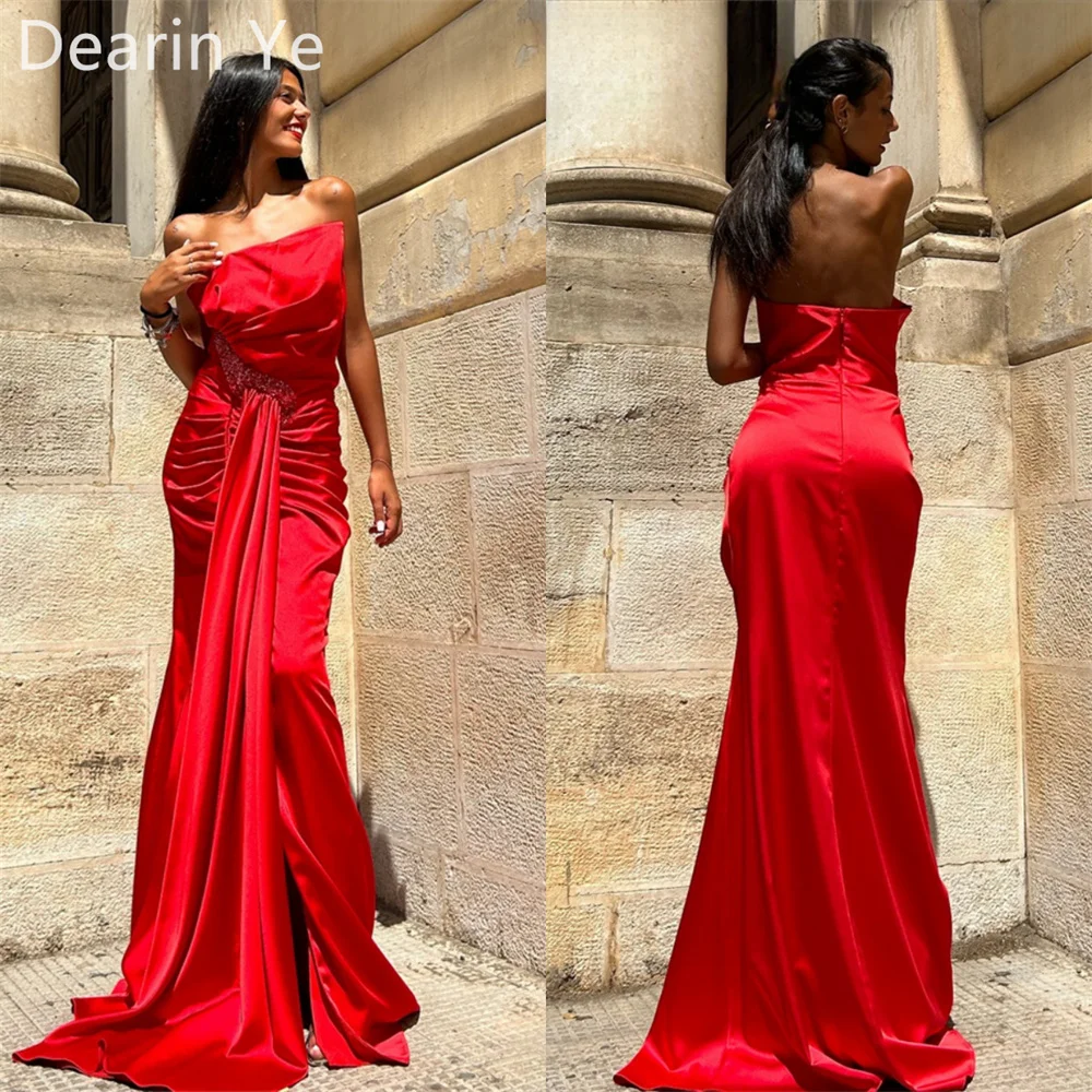 

Evening Gown Prom Formal Dress Dearin Strapless A-line Floor Length Skirts Ribbon Bespoke Occasion Dresses Saudi Arabia