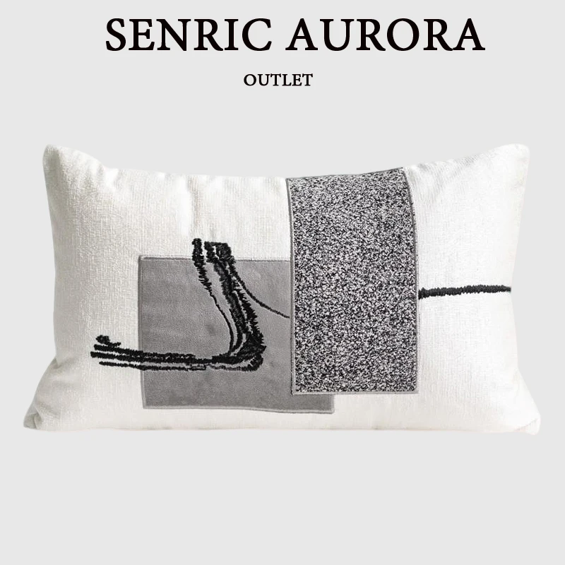 

Роскошный чехол для подушки во французском стиле, серая ткань, наволочка с вышивкой на талии, 30x50 см для дома, отеля, дивана-кровати