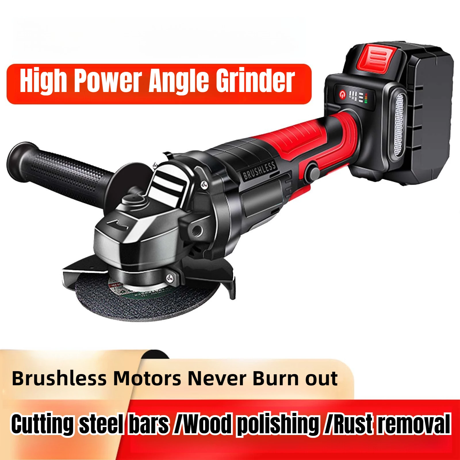 

21V Cordless Brushless Angle Grinder 9000 RPM with 4.0Ah Battery & 4-1/2'' Discs for Metal Cutting Grinding, Sanding