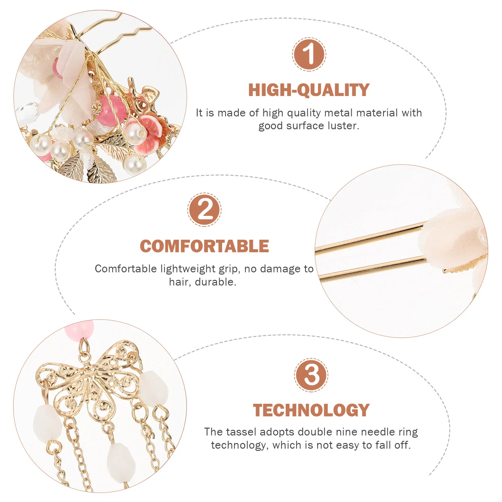 

Ancient Style Headdress Suit 1 Pair Hairpins Comb Alloy Traditional Hanfu Headwear Long Tassel Accessories Bridal Jewelry