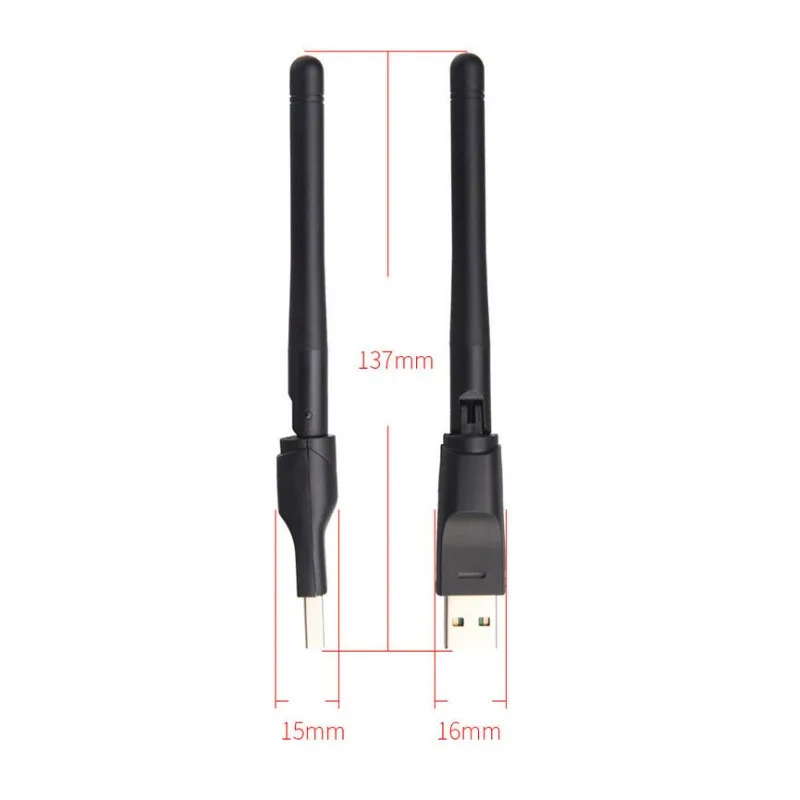 Adaptador de 2,4 GHz, tarjeta de red inalámbrica WiFi USB 2,0 de 150Mbps con antena MT-7601, receptor de señal de RTL-8188 para ordenador portátil y PC, venta al por mayor