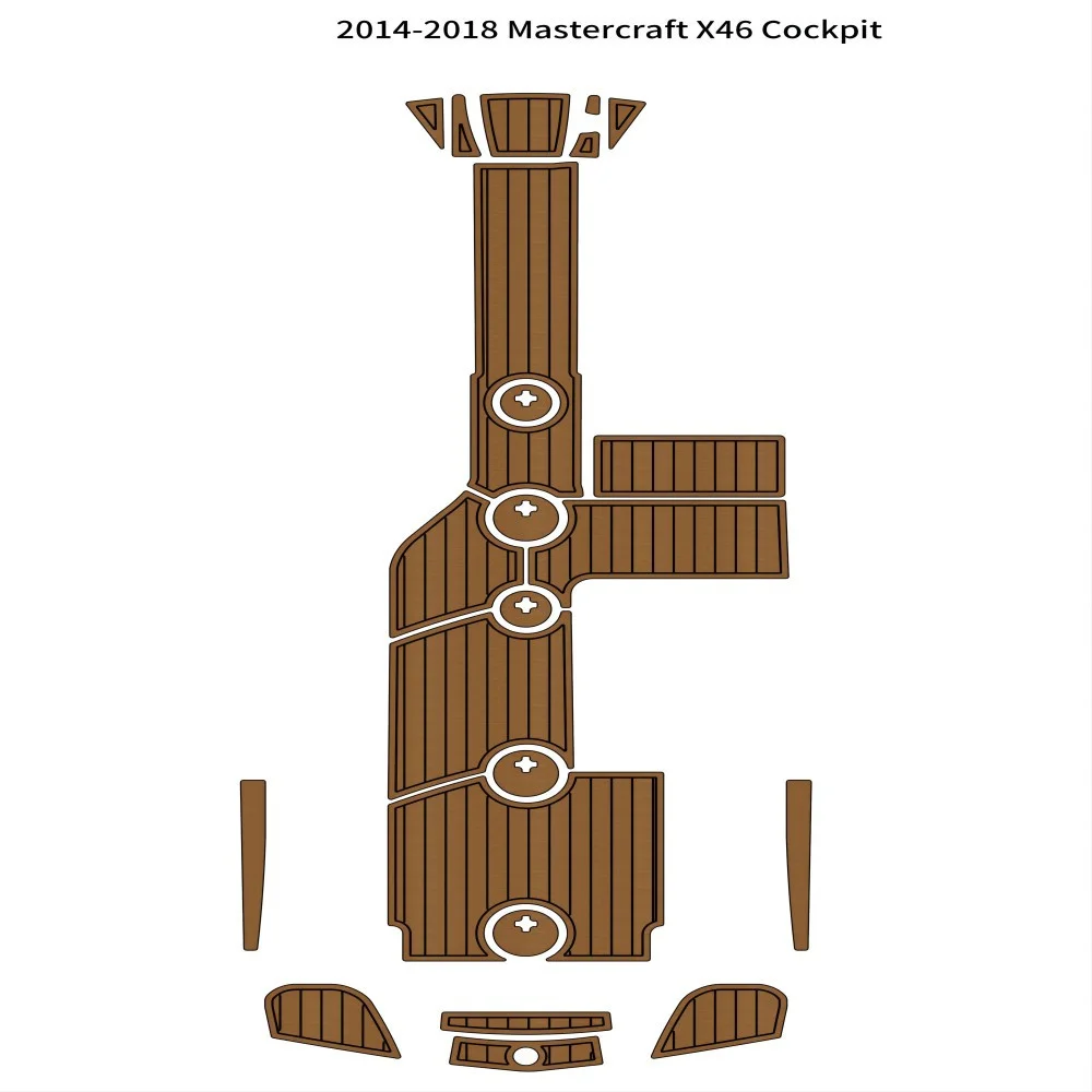 2014-2018 Mastercraft X46 Cockpit Pad Boat EVA Foam Faux Teak Deck Floor Mat SeaDek MarineMat Style Self Adhesive