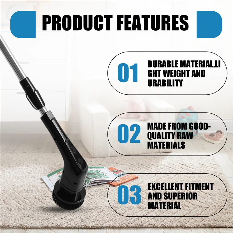 A66T-Electric Cleaning Scrubber Cordless Powerful Scrub Brush With Adjustable Extension Long Handle Replaceable Brush Heads