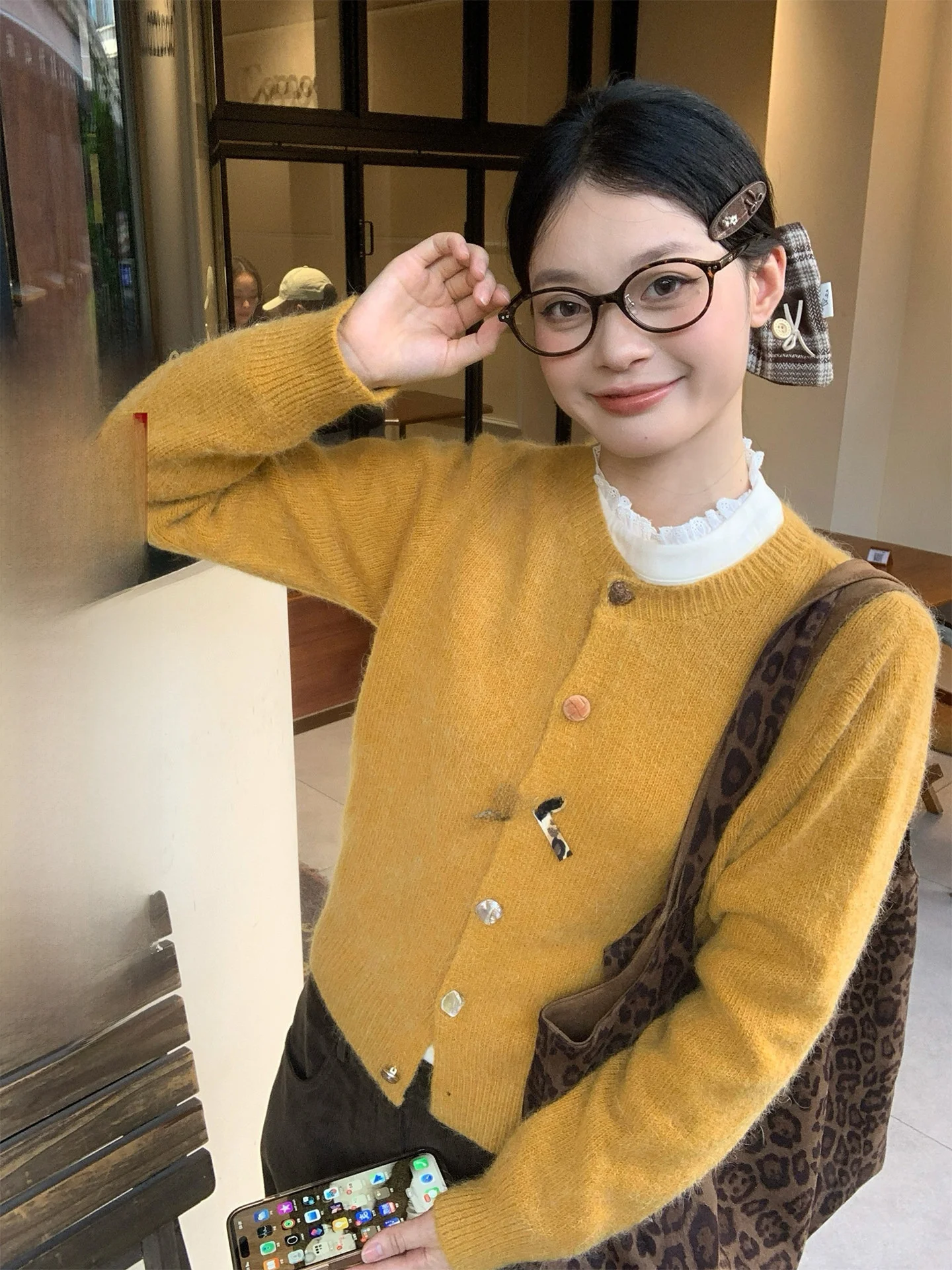 

Желтый вязаный открытый кардиган женский ort Sve Long Sve Autumn Winter Faion Korean Sle Commute Straight Tube Top