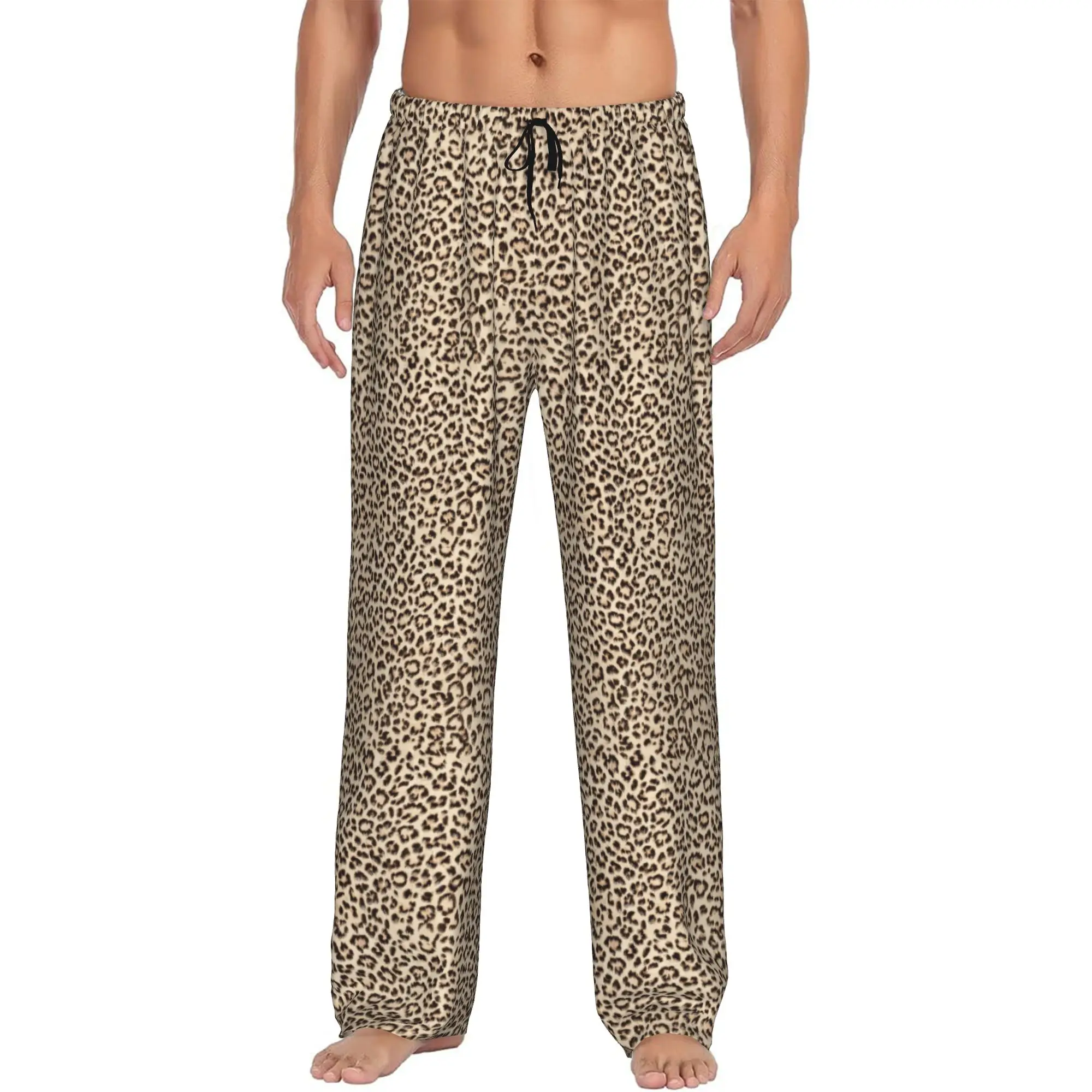 Custom Print Leopard Print Colorful Pajama Pants for Men  Sleep Sleepwear Bottoms with Pockets