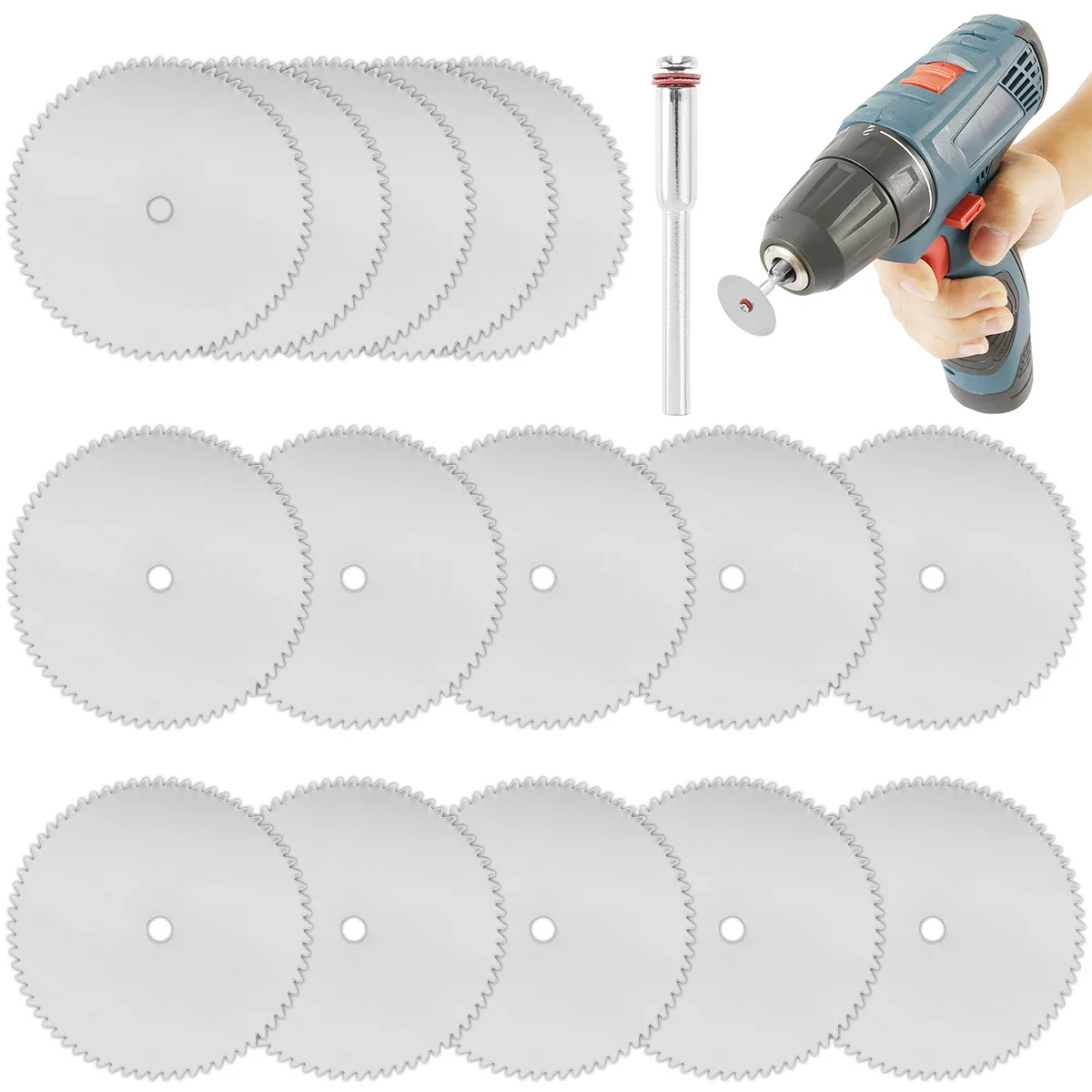 

15 Pcs 18/22/25 mm Mini Circular Saw Blade Set Stainless Steel Cutting Disc with 1 Pole for Cutting Wood Metal Fast Cutting Tool