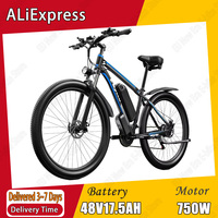 E8 Electric Bike 750W Brushless Motor 48V17.5AH Lithium Battery Adult Electric Bicycle  Aluminum Alloy 29 Inch Tire City E-bike