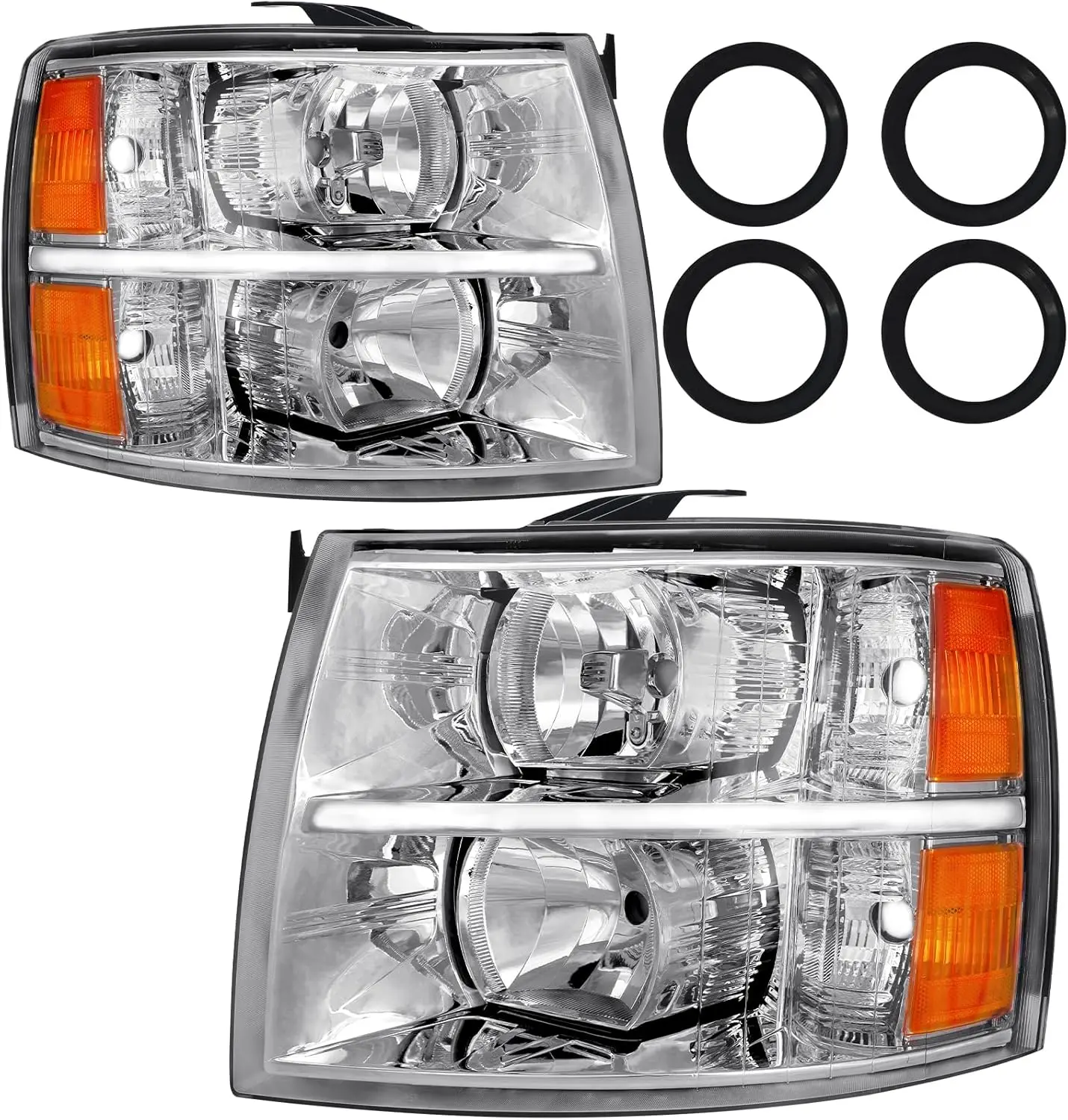 

Headlight Fit For 07-13 Silverado 2007 2008 2009 2010 2011 2012 2013 Chevy Silverado 1500 / 2500HD / 3500HD & 2014 Old Body Styl