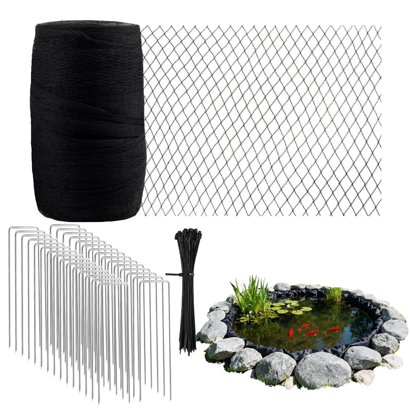 Pond Cover Adjustable Heavy Duty Protective Blocker Cover Outdoor Pond Net For Lake Water River Aquarium Outdoor Outside Garden