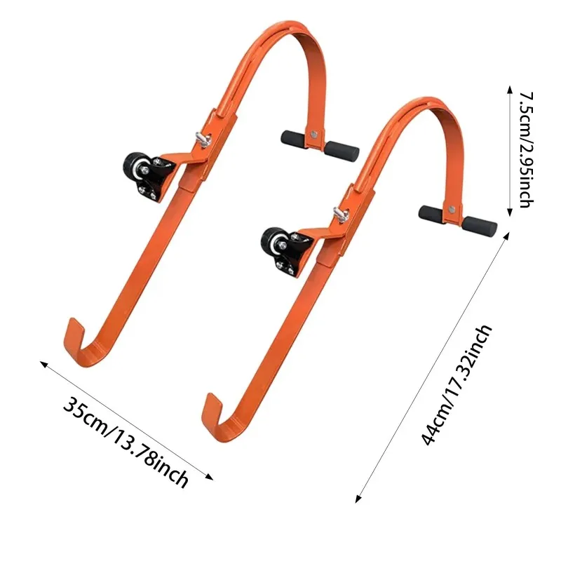 2Pcs/Set Ladder Roof Hooks with Wheel Damage Prevent Roof Ridge Extension Ladder Stabilizer Adjustable Holes Easy Installation