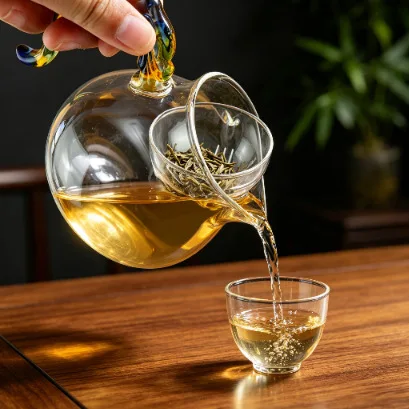 HYS glazed handle fair cup, high borosilicate glass tea dispenser, kung fu tea set, tea filter integrated