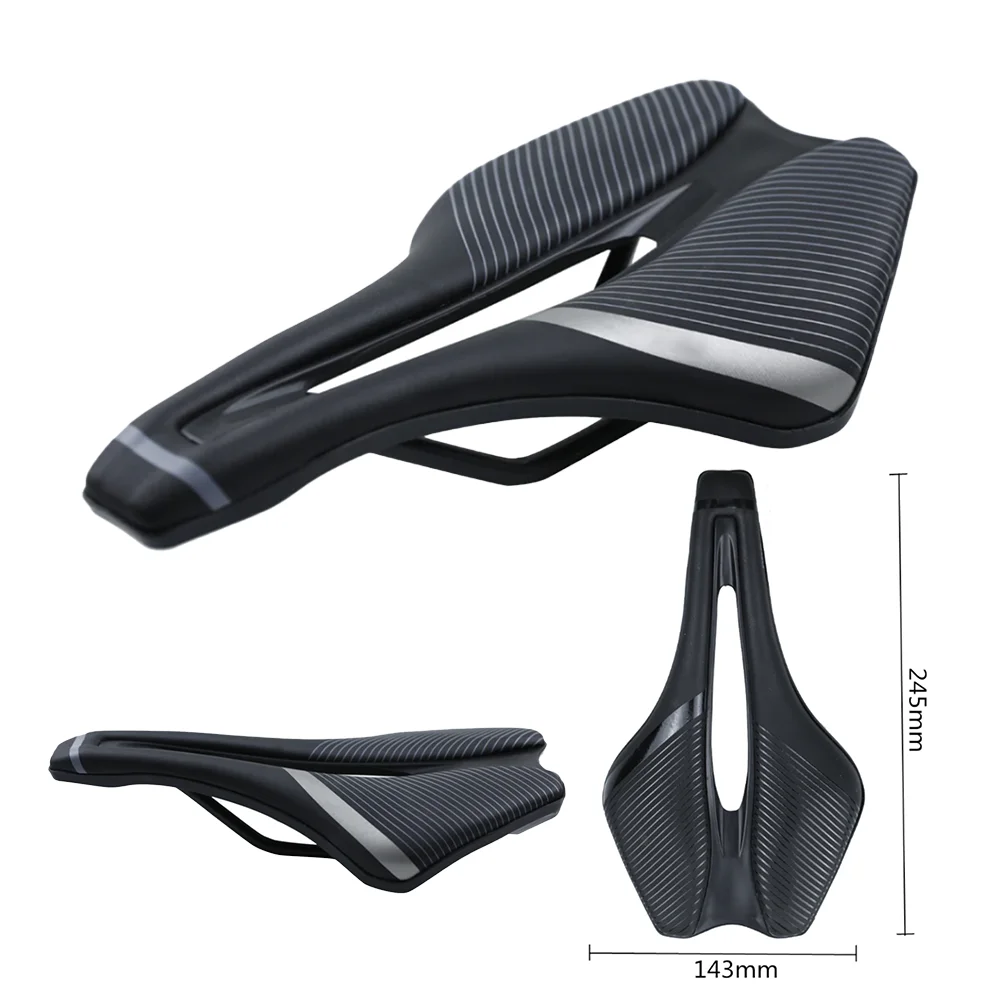 

BALUGOE Carbon Fiber Road Bike Cushion Mountain Bike Saddle Universal 6x6mm Steel Bow 245-143mm Breathable Riding Accessories