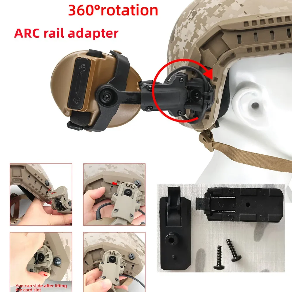 Tactical Headset Bracket Helmet Rail Adapter Compatible ARC Helmet Wendy's Helmet and M-LOK Helmet Stand Accessories&EXFIL Rail