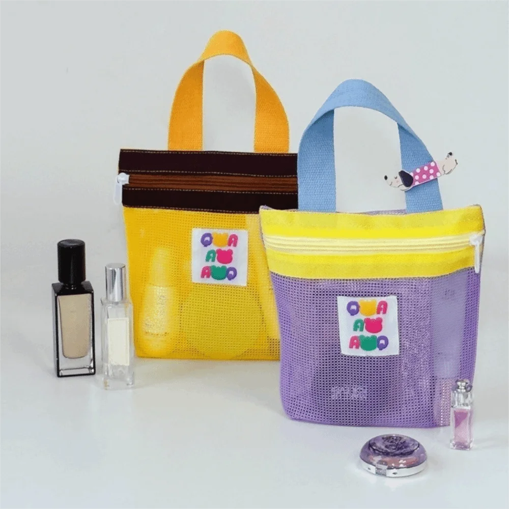 INS Style Foldable Mesh Storage Bag Zipper Pouch Durable Toiletry Bags Travel Organizer Travel