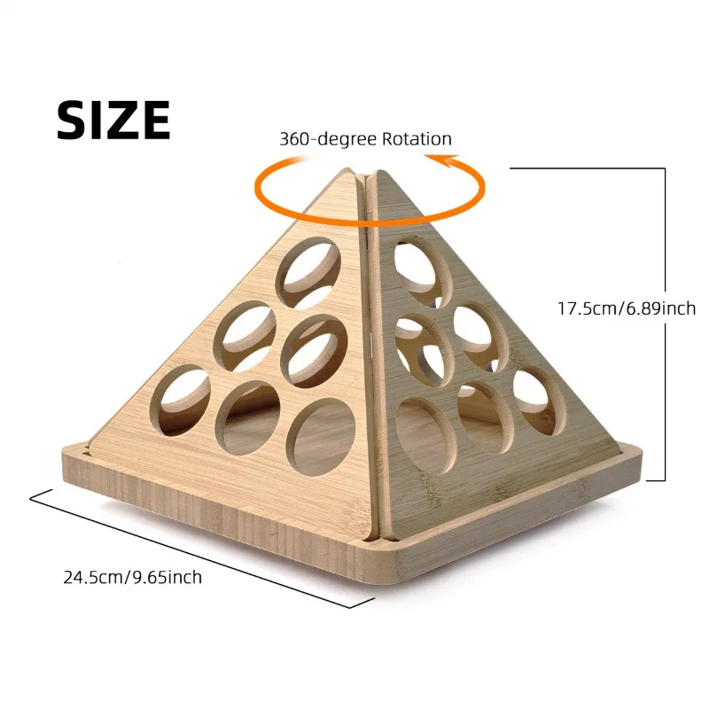 Desktop coffee capsule storage rack, pantry, bamboo and wood tea bag storage rack, rotatable triangular shape finishing rack