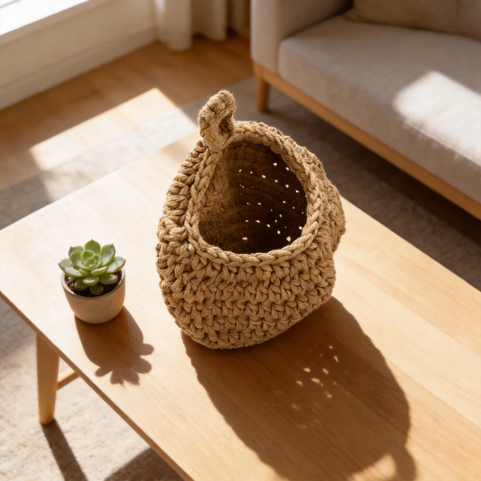Crocheted Cotton Rope Storage Bag Eco Conscious Hanging Solution for Fruits and Vegetables Perfect for Home Organization