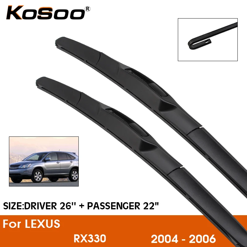 

Car Wiper Blade For LEXUS RX330 2004-2006 Windshield Rubber Silicon Refill Front Window Wiper 26"+22" LHD RHD Auto Accessories