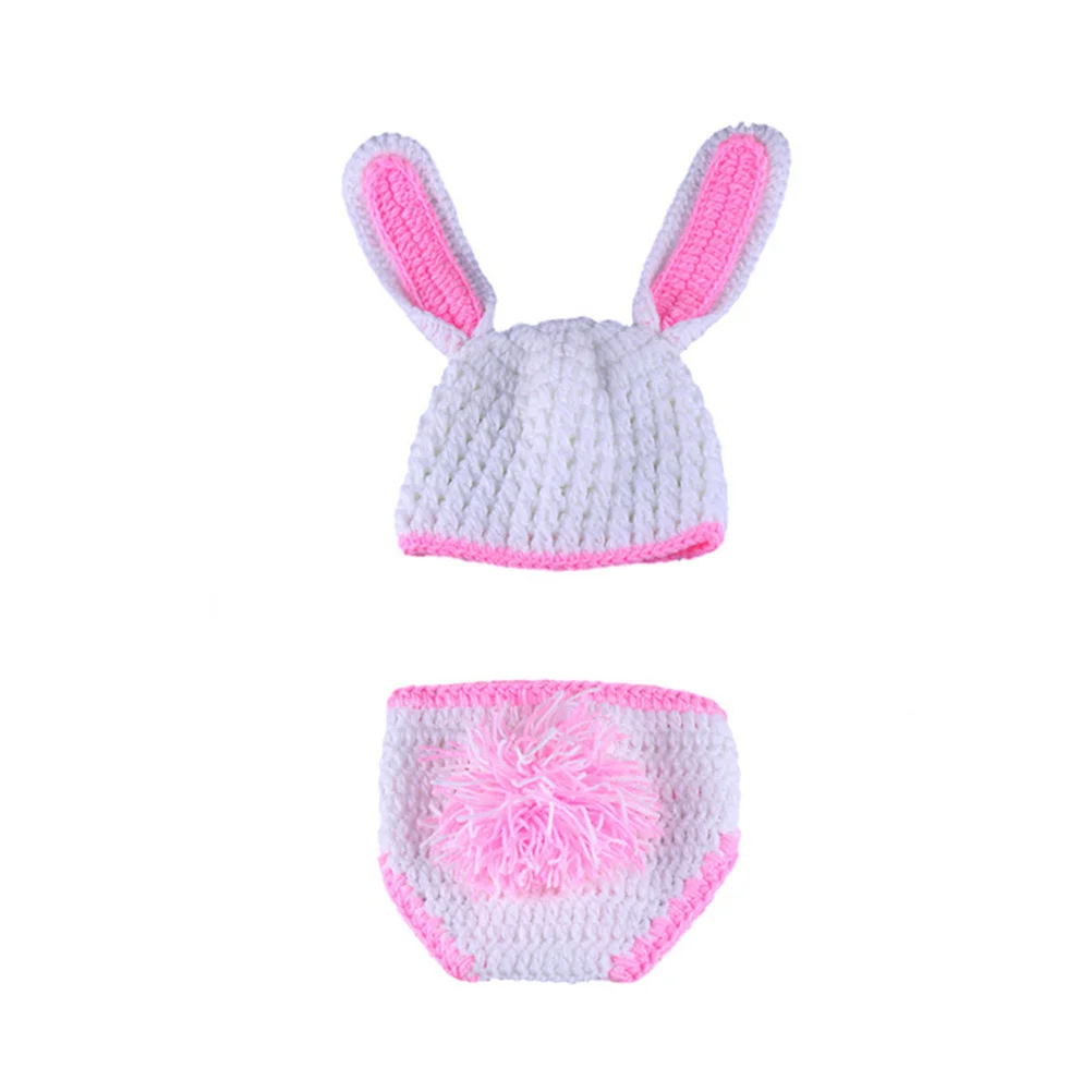 

Newborn Baby Photography Props Rabbit Ear Knitted Costume Photo Outfits Unisex Infant Hat Pants Baby Photo Props