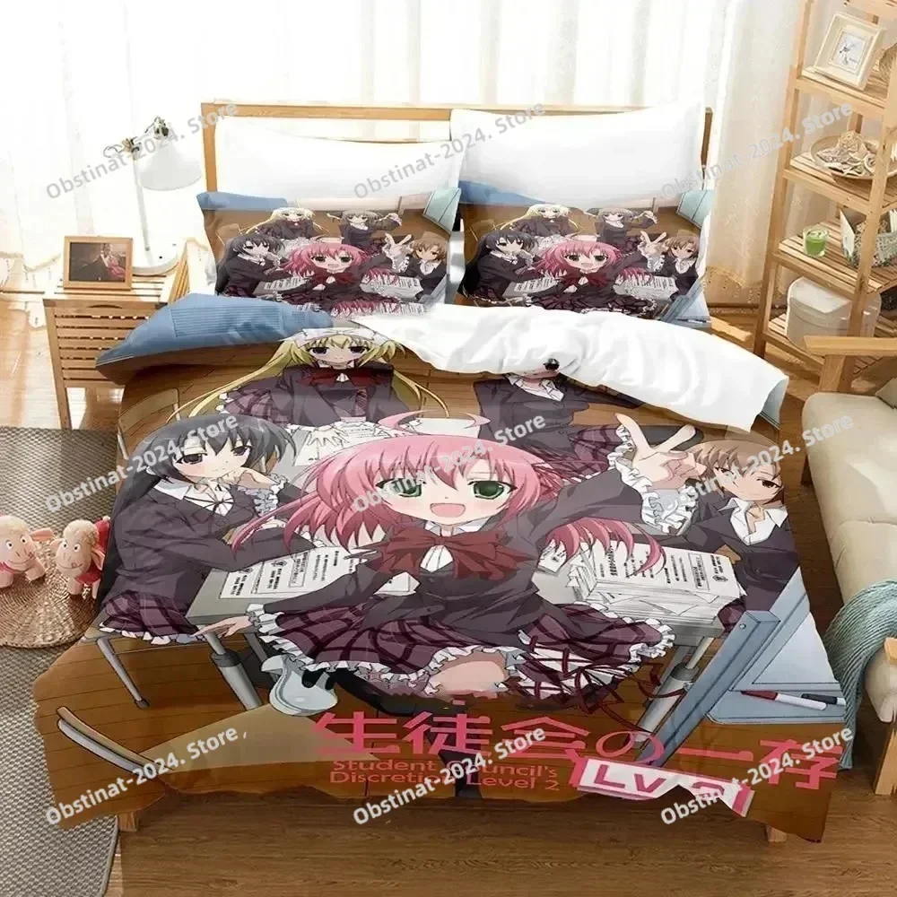 Student Councils Discretion Seitokai no Ichizon 3D Print Bedding Set,Duvet Cover Bed Set Quilt Cover Pillowcase,King Queen Size