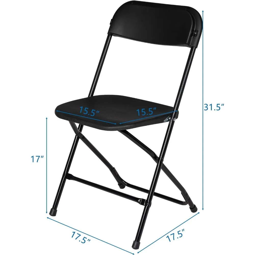 SEALAMB-silla plegable de plástico negro para interiores y exteriores, sillas plegables comerciales con marco de acero para oficina, hogar y fiesta, paquete de 10 unidades