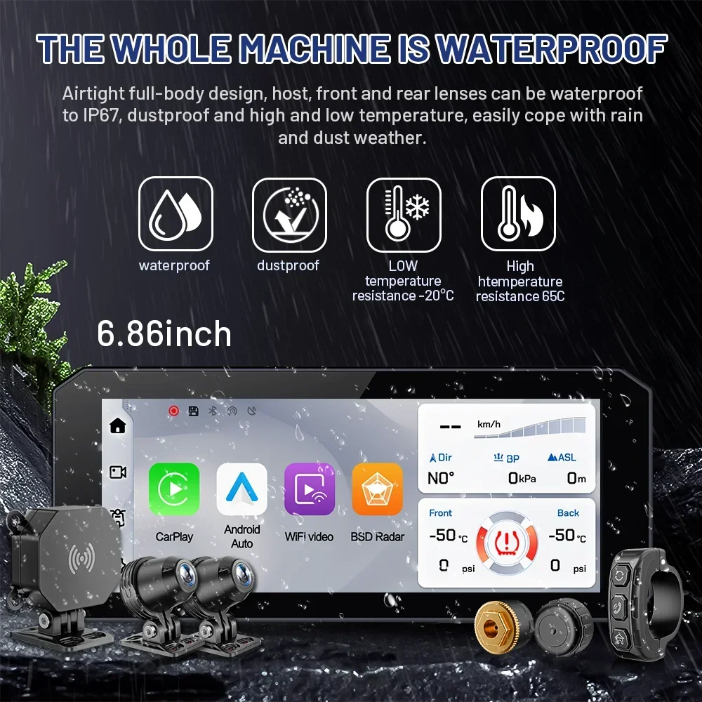 Motorcycle Navigation Displayround Screen 4G Android 13 Removeavle Sinski Navigator Aoocci Waterproof
