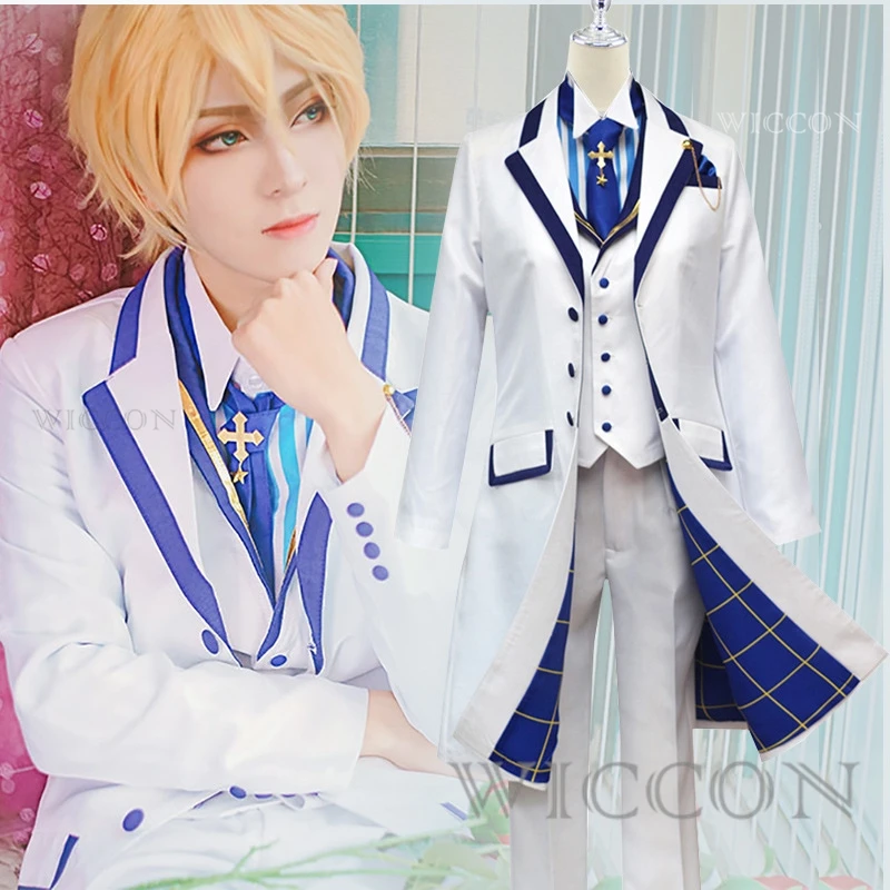 Anime Game Fate Grand Order Fgo Arthur Pendragon Cosplay Costume White Rose King of Knights Wig Windbreak Man Carnival Suit