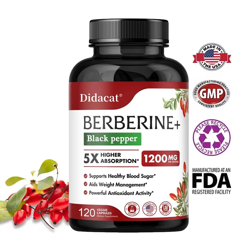 Berberine HCl Supplement - for Metabolism & Cholesterol, Weight Management, GI & Immunity Vegetarian, Gluten-Free